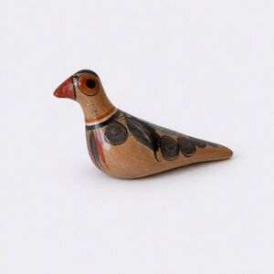 Vintage Tonala Mexican Folk Art Hand Painted Clay Bird